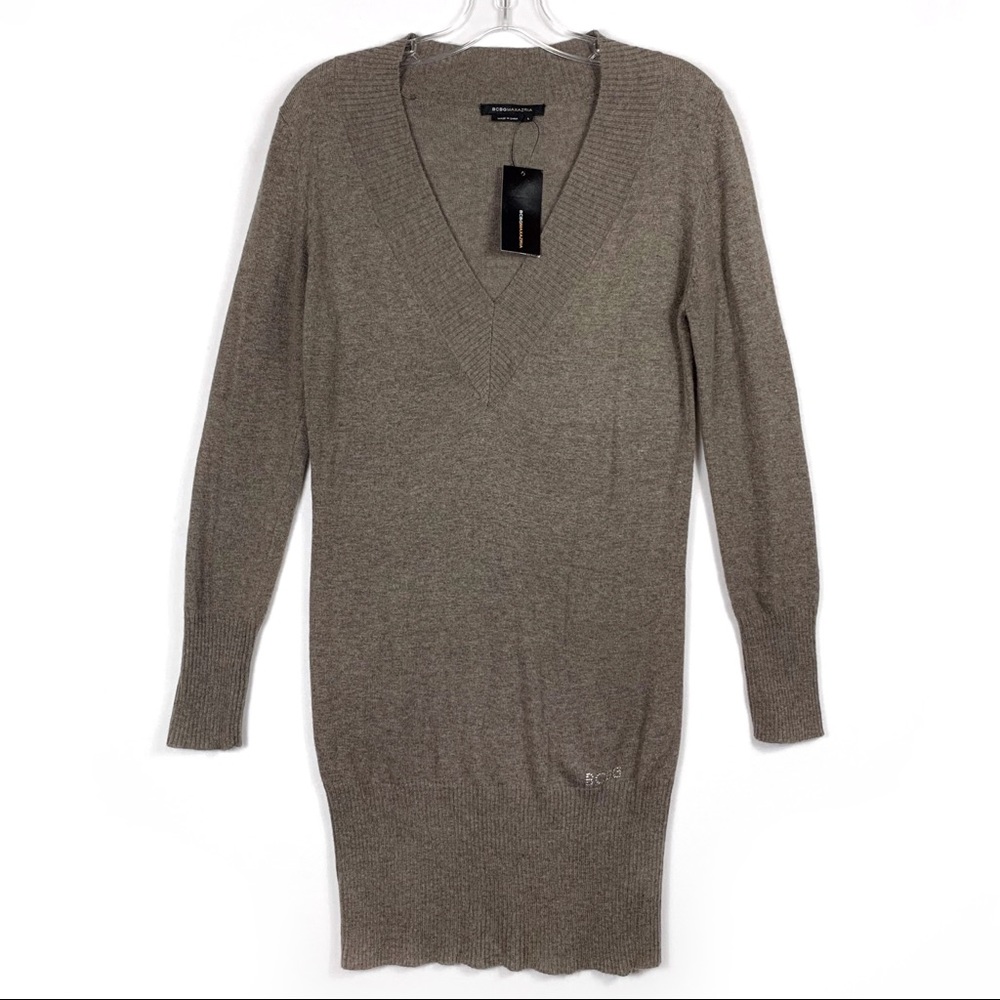 NWT Vintage Y2K BCBG MAXAZRIA Soft Angora Wool Taupe Sweater Dress